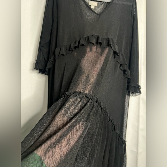 Zim & Zoe Black Sheer Ruffle Tiered High Low Dress 18 - Picture 5 of 9